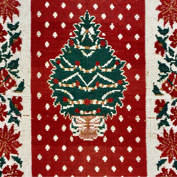 Christmas woven hearth rug, festive entry floor mat, fringed handmade - Picture 2 of 10